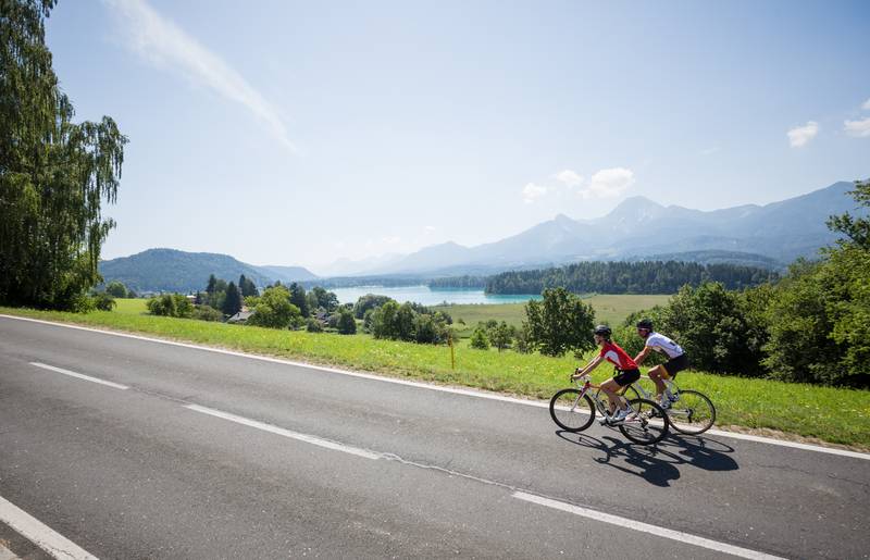 <p>Rennradfahren am Faaker See</p>