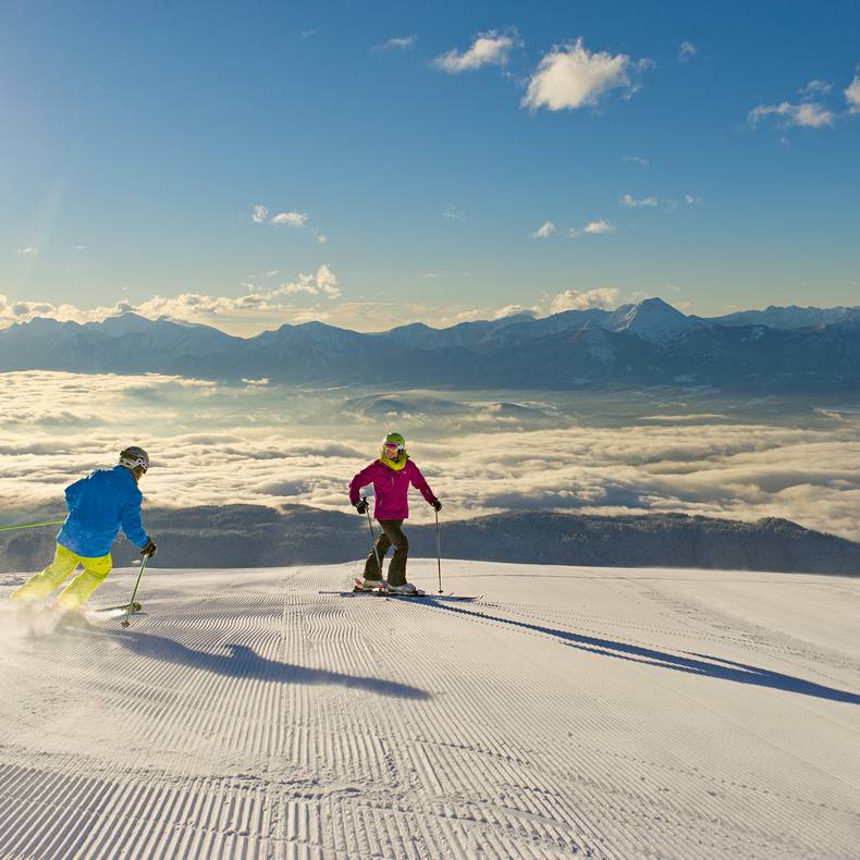 Skifahren auf der Gerlitzen Alpe bis nach Klösterle in Arriach.