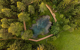 Blick auf das Meerauge von oben am Slow Trail Meerauge